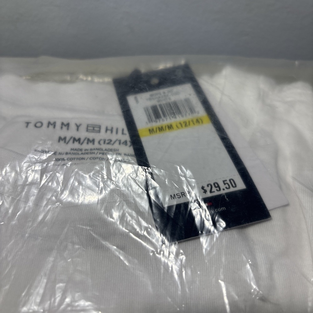 Tommy Hilfiger Girls Kids White Cotton Logo T-shirt Size Medium 12-14 NWT - Picture 2 of 3